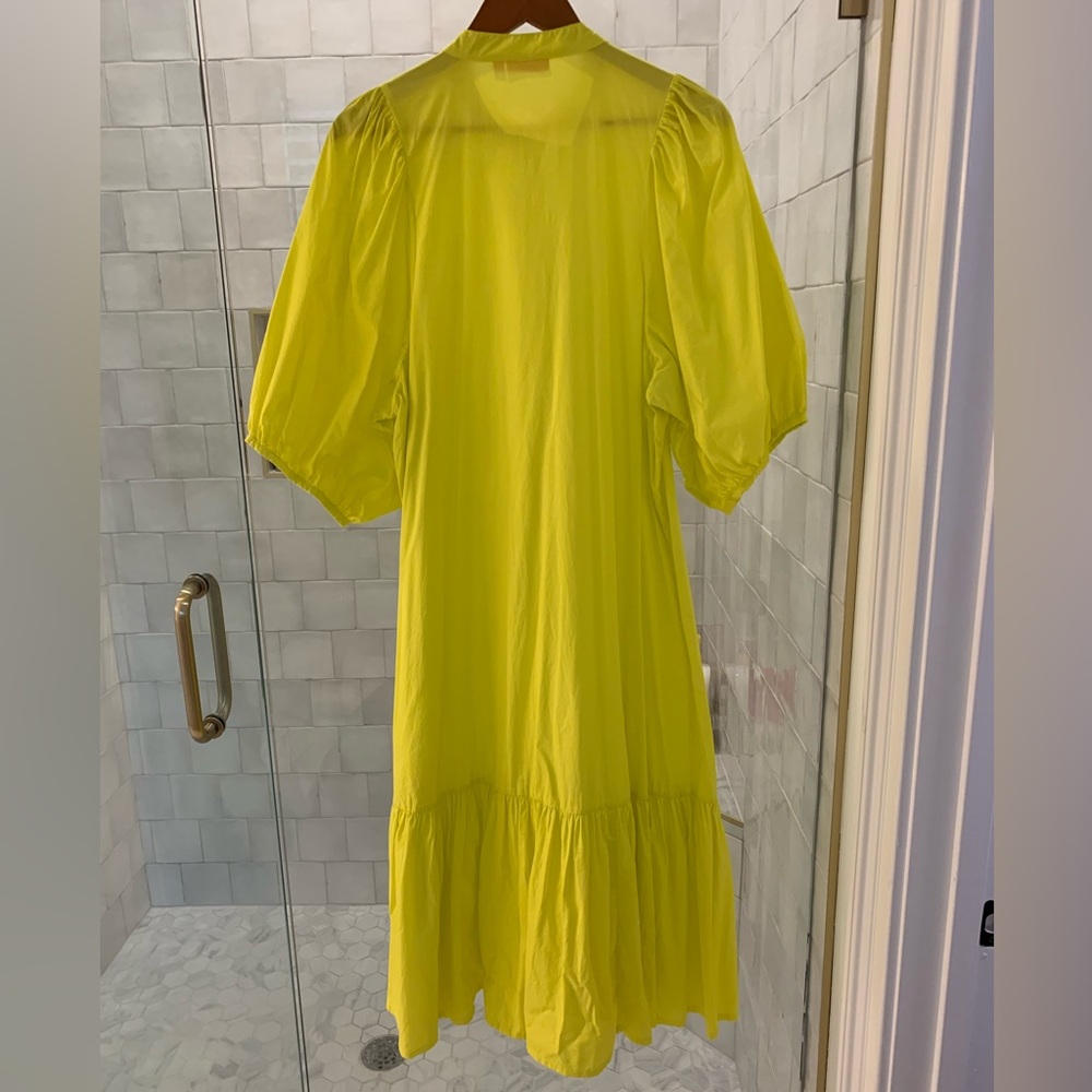 Oliphant Button Puff Midi Dress. EUC. Bright Yellow. Size XL. Retail price $388. - Picture 4 of 4